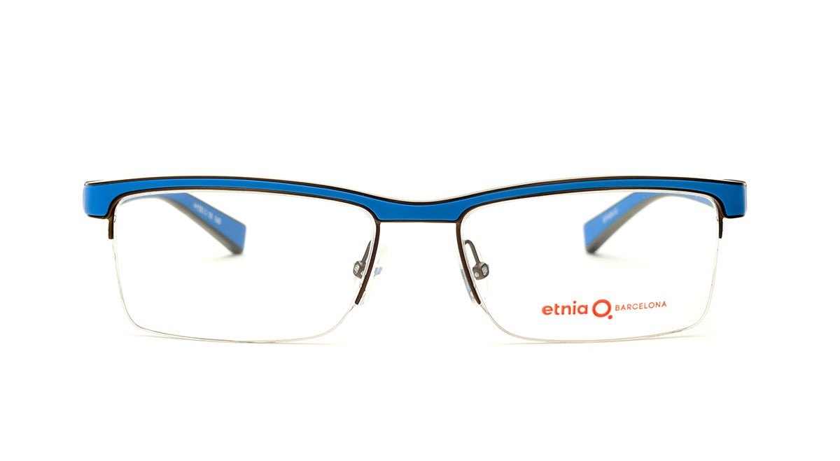 Blue rectangular eyeglasses