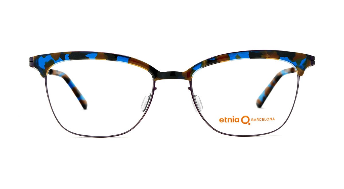 Brown and blue speckled eyeglasses