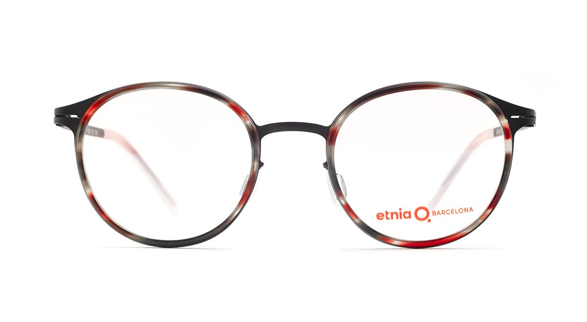 Red and black speckled eyeglasses