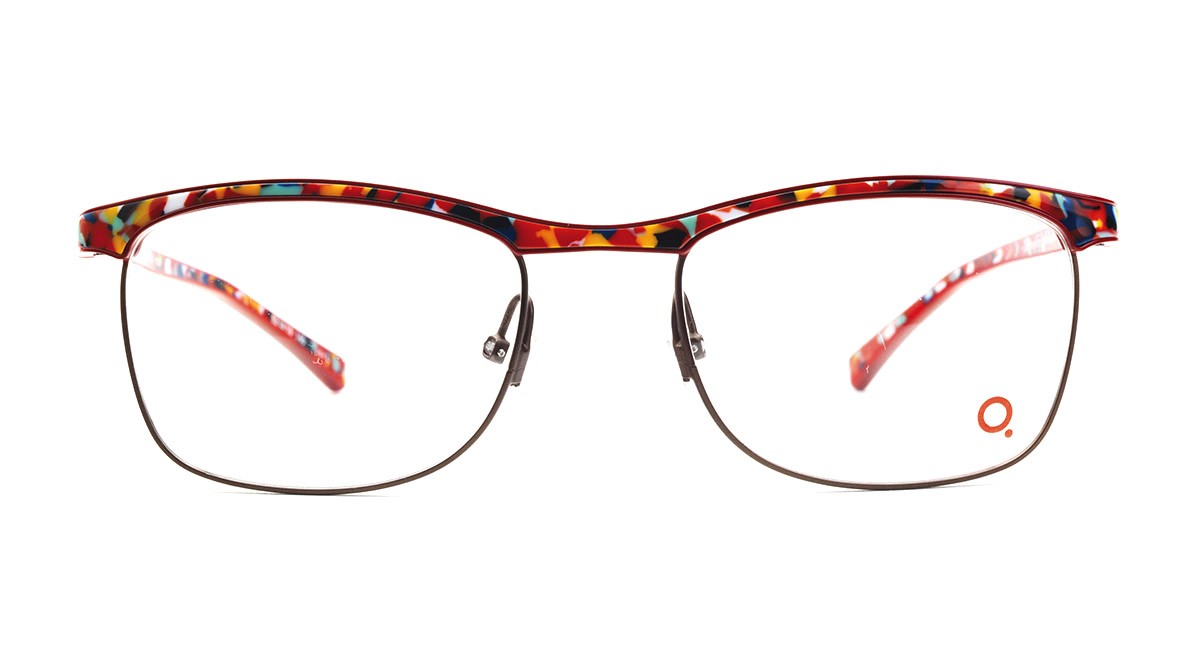 Red and orange speckled glasses