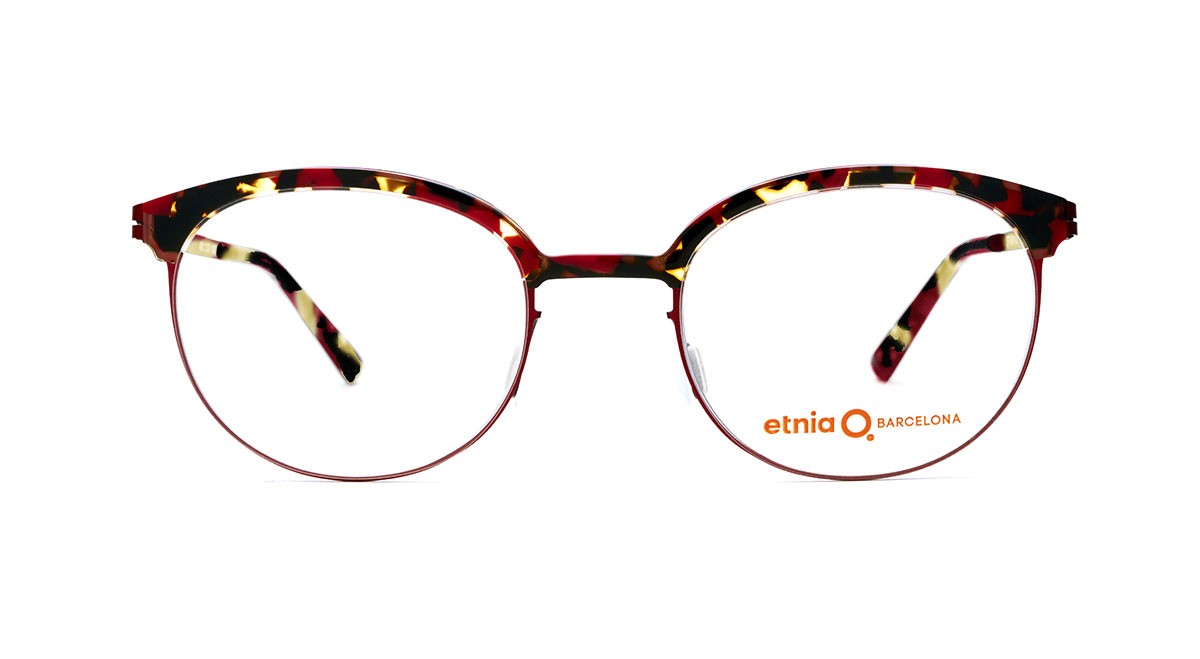 Red and yellow round eyeglasses