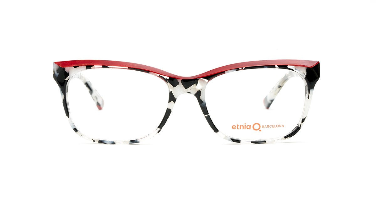 Red black and white etnia eyeglasses