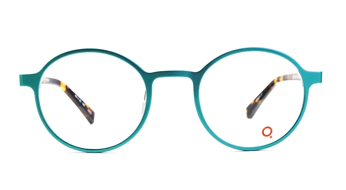 Round teal glasses