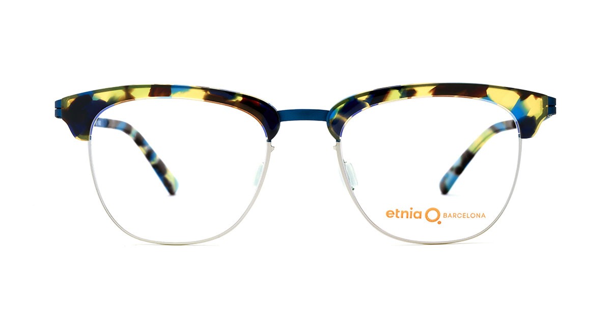 Yellow and black speckled eyeglasses